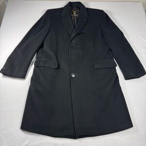 Hart Schaffner & Marx Silver Trumpeter 44R Black Cashmere Overcoat
